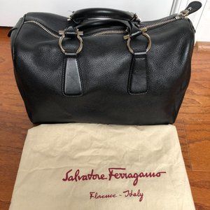 Black Ferragamo Handbag with Silver Hardware (dustbag included)